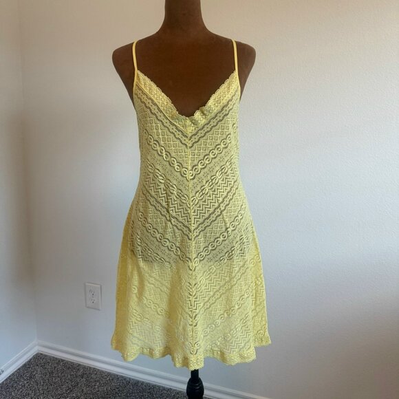 Victoria's Secret Y2K Vintage Yellow Sheer Nightie Sleep Dress Women's Size M. - Picture 2 of 8